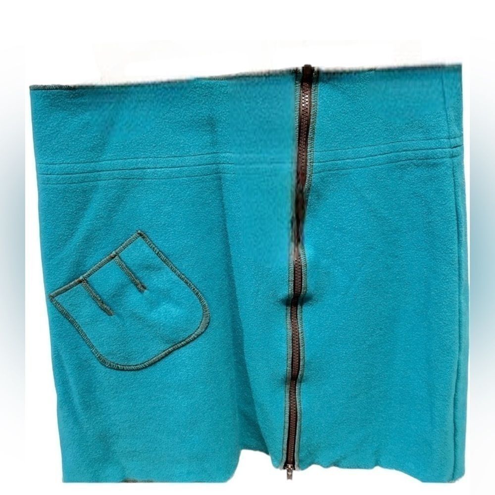 Beebop & Wally NY Wool Mini Skirt M Turquoise Blue Zip Front Vintage Y2K
